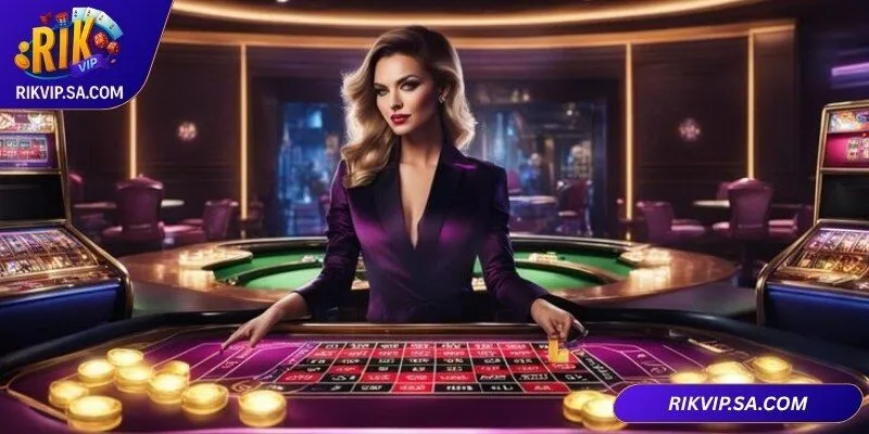 Không khí sòng bài chân thực với dealer thật tại casino trực tuyến RIKVIP